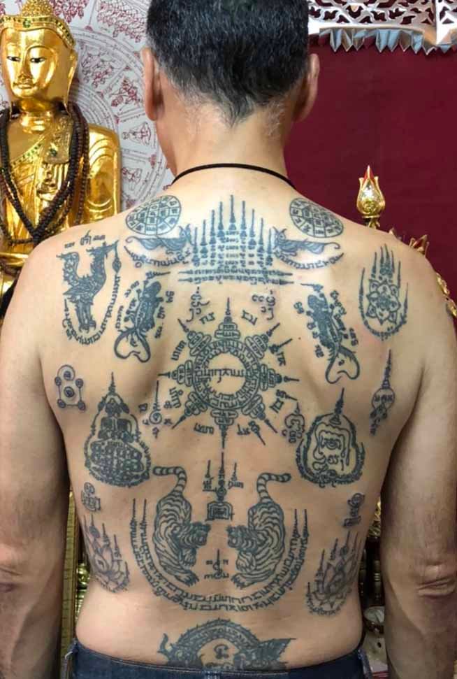 Amazing Full Back Sak Yant Tattoo Designs And Costs   Full Back Sak Yant Designs At Sak Yant Chiang Mai 