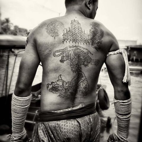 Muay Thai Fighter Full Back Sak Yant Combination